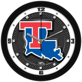 Louisiana Tech Wall Clock - Carbon Fiber Textured