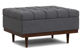 Mariah Coffee Table Storage Ottoman in Linen