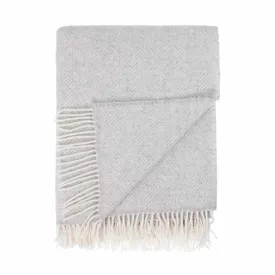 Merino Cashmere Blend Throw Light Grey Herringbone