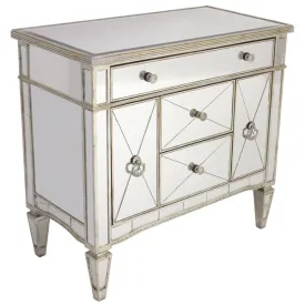 Mirrored Dresser Nightstand Antique Ribbed 5 drawers