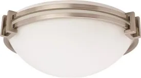 Monument 2-Light Flush-Mount Dome Ceiling Fixture Brushed Nickel 13-1/2 X 4-7/8 Inch  Uses 18-Watt Fluorescent Gu24 Lamps