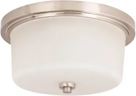 Monument Flush Mount Ceiling Fixture Brushed Nickel 13 X 6-1/2 Inch  Uses (2) 60-Watt Incandescent Medium Base Lamps