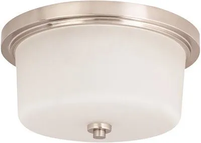 Monument Flush Mount Ceiling Fixture Brushed Nickel 13 X 6-1/2 Inch  Uses (2) 60-Watt Incandescent Medium Base Lamps