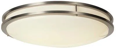 Monument Flush Mount Ceiling Fixture Stainless Trim 24 Inch  Uses (1) 32-Watt And (1) 40-Watt Fluorescent Circline Lamp