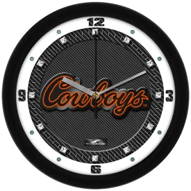 Oklahoma State Wall Clock - Carbon Fiber Textured