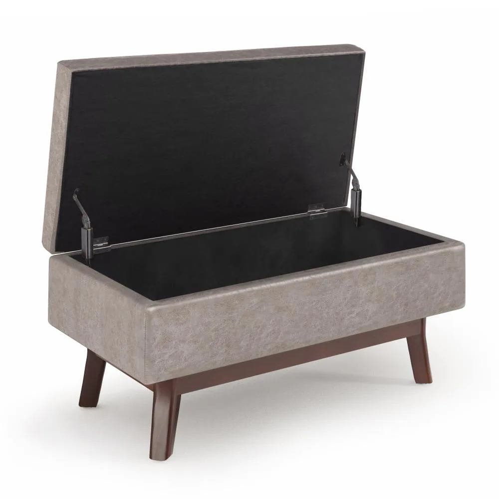 Owen Small Rectangular Storage Ottoman in Distressed Vegan Leather