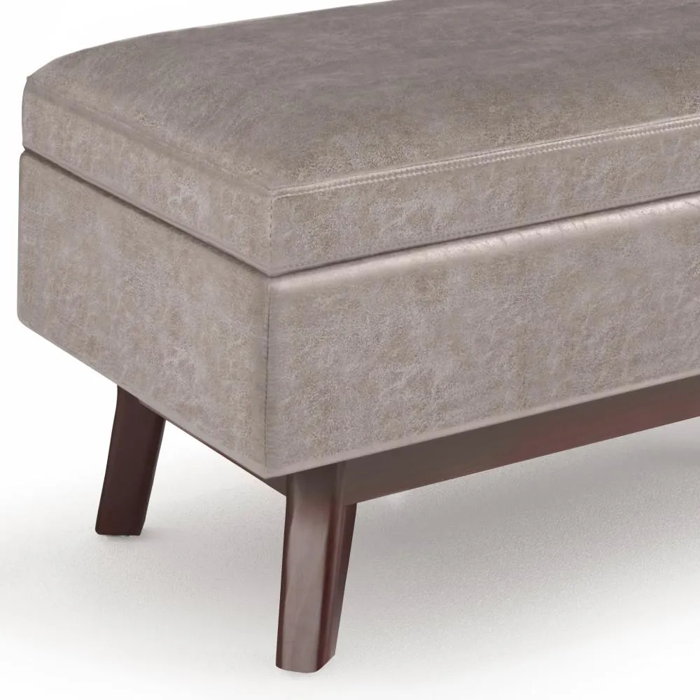 Owen Small Rectangular Storage Ottoman in Distressed Vegan Leather