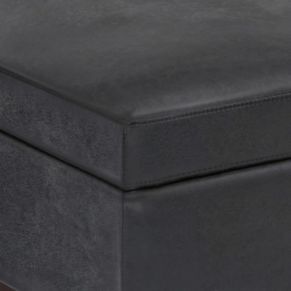 Owen Small Rectangular Storage Ottoman in Distressed Vegan Leather