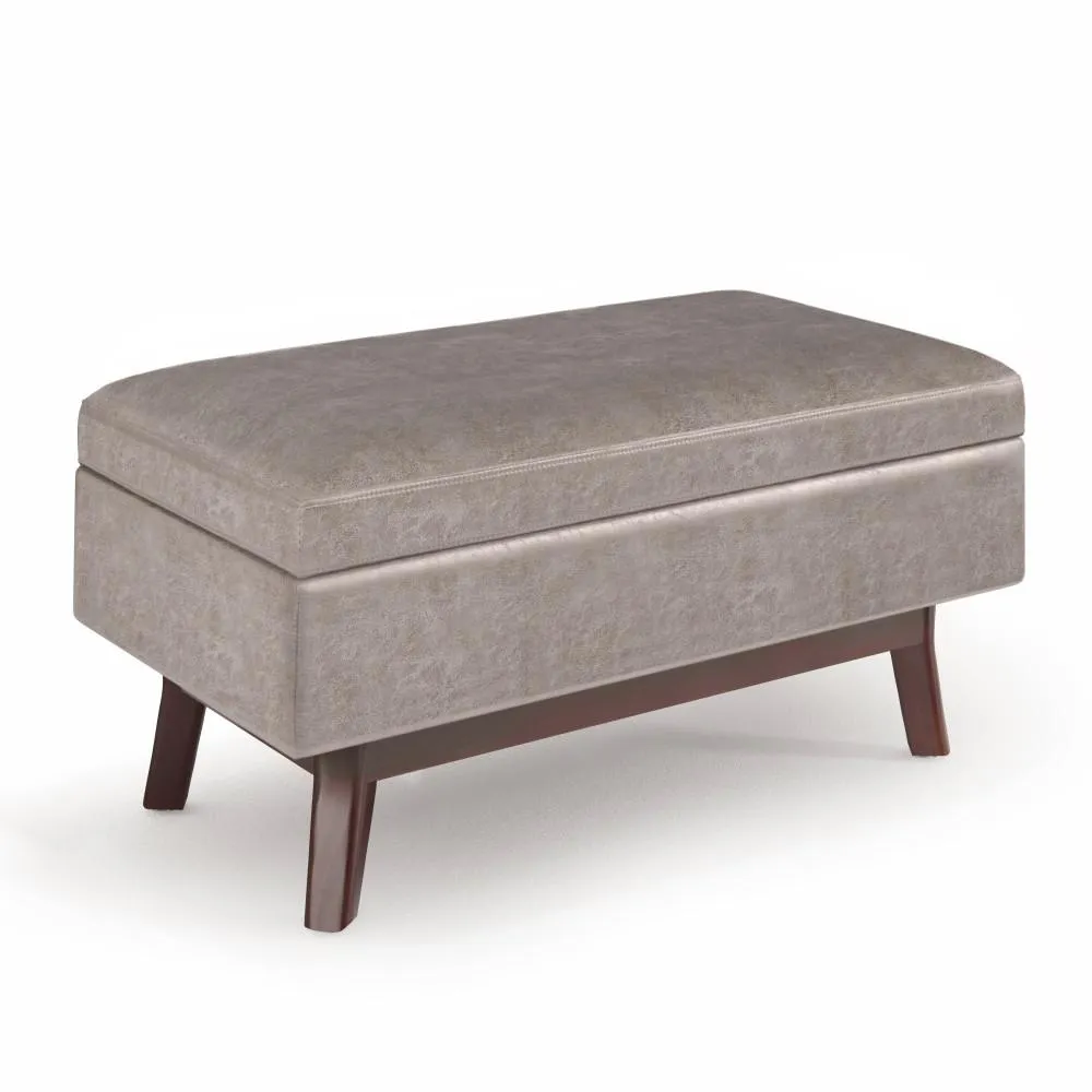 Owen Small Rectangular Storage Ottoman in Distressed Vegan Leather