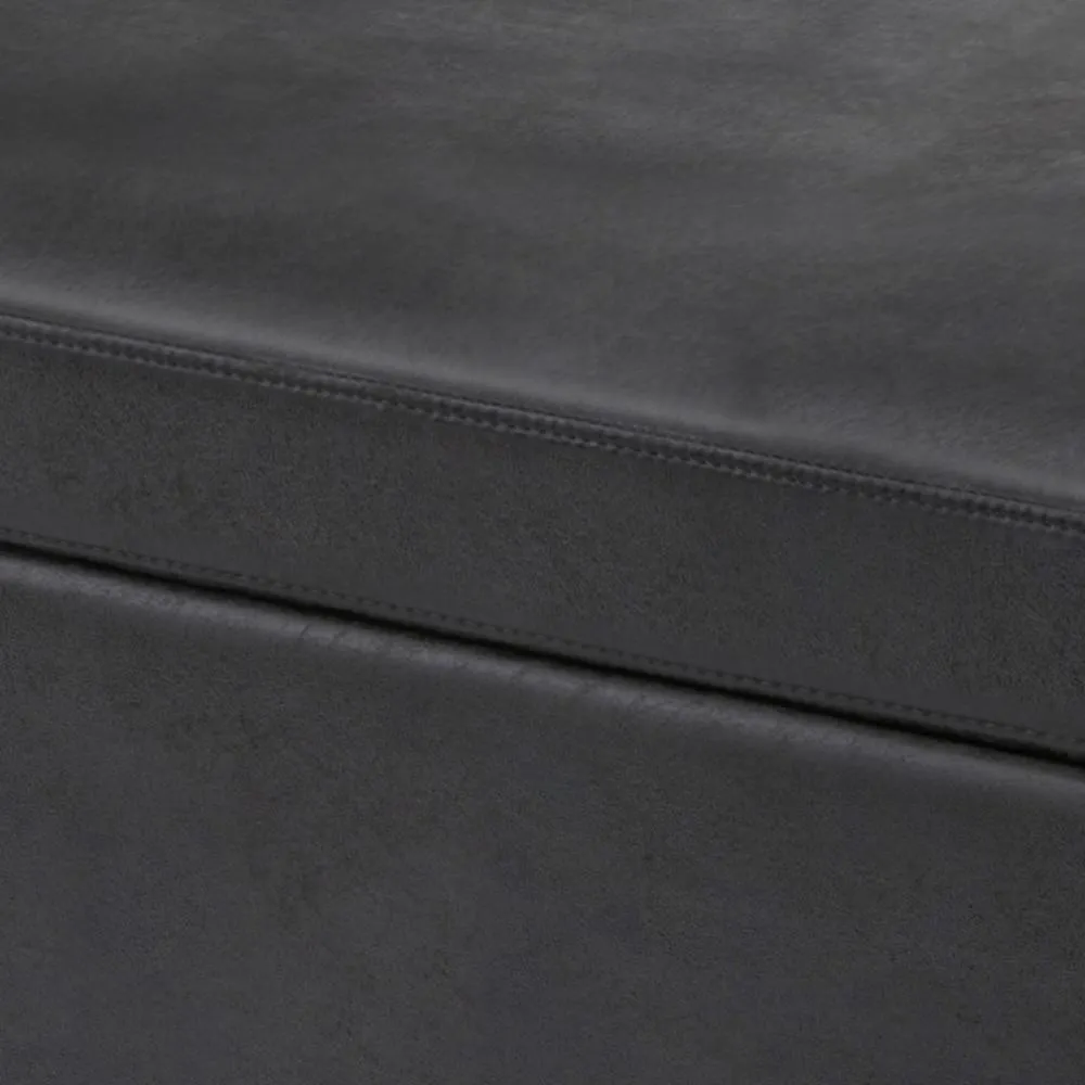 Owen Small Rectangular Storage Ottoman in Distressed Vegan Leather