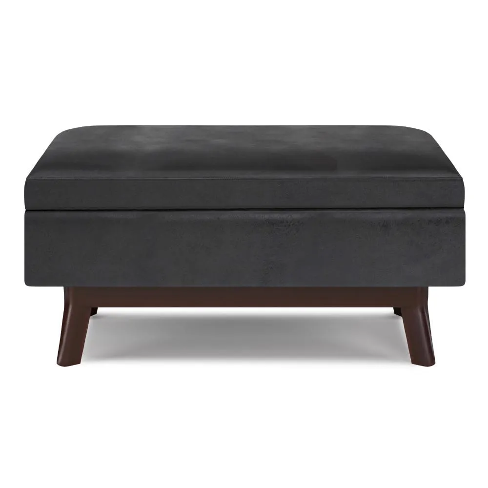 Owen Small Rectangular Storage Ottoman in Distressed Vegan Leather