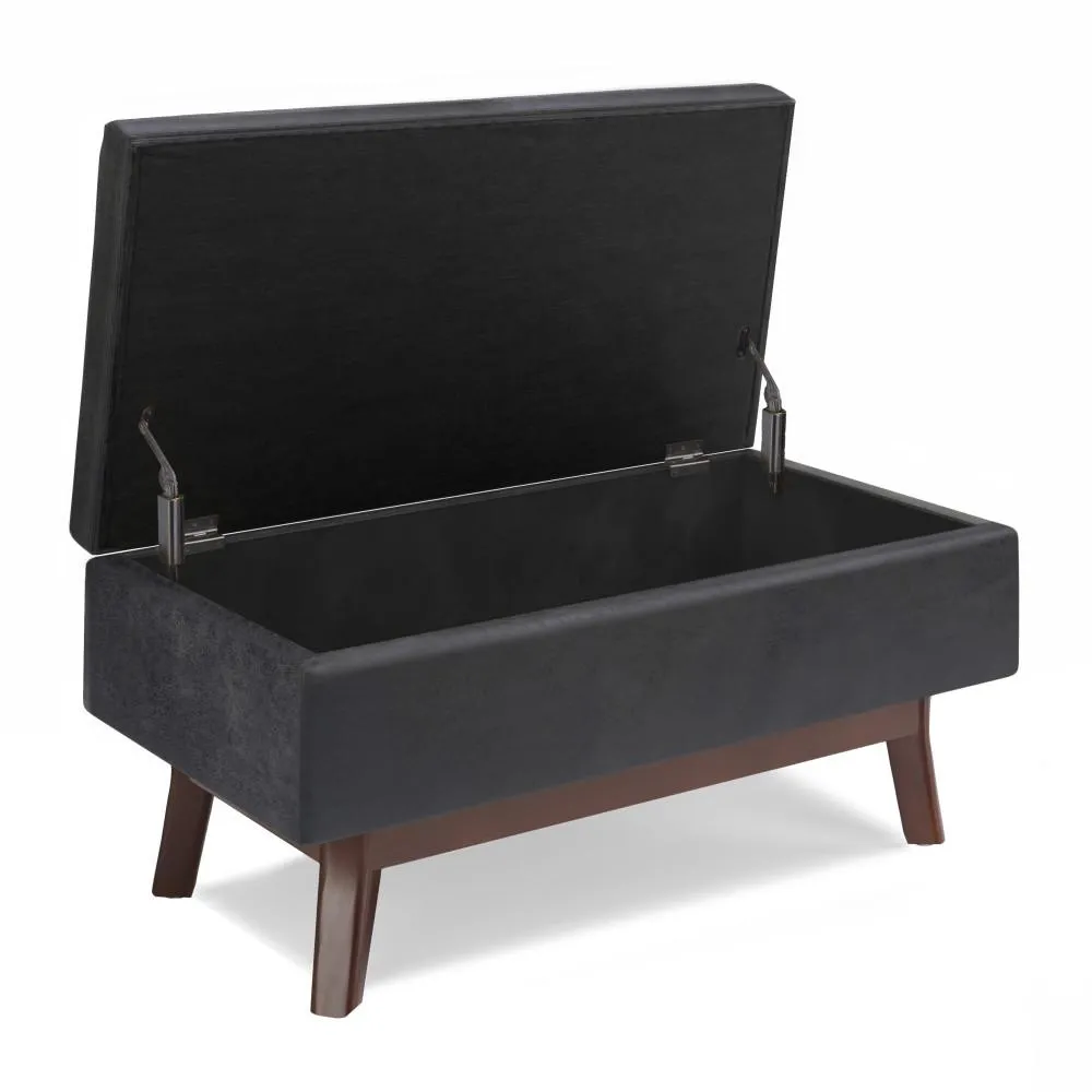 Owen Small Rectangular Storage Ottoman in Distressed Vegan Leather