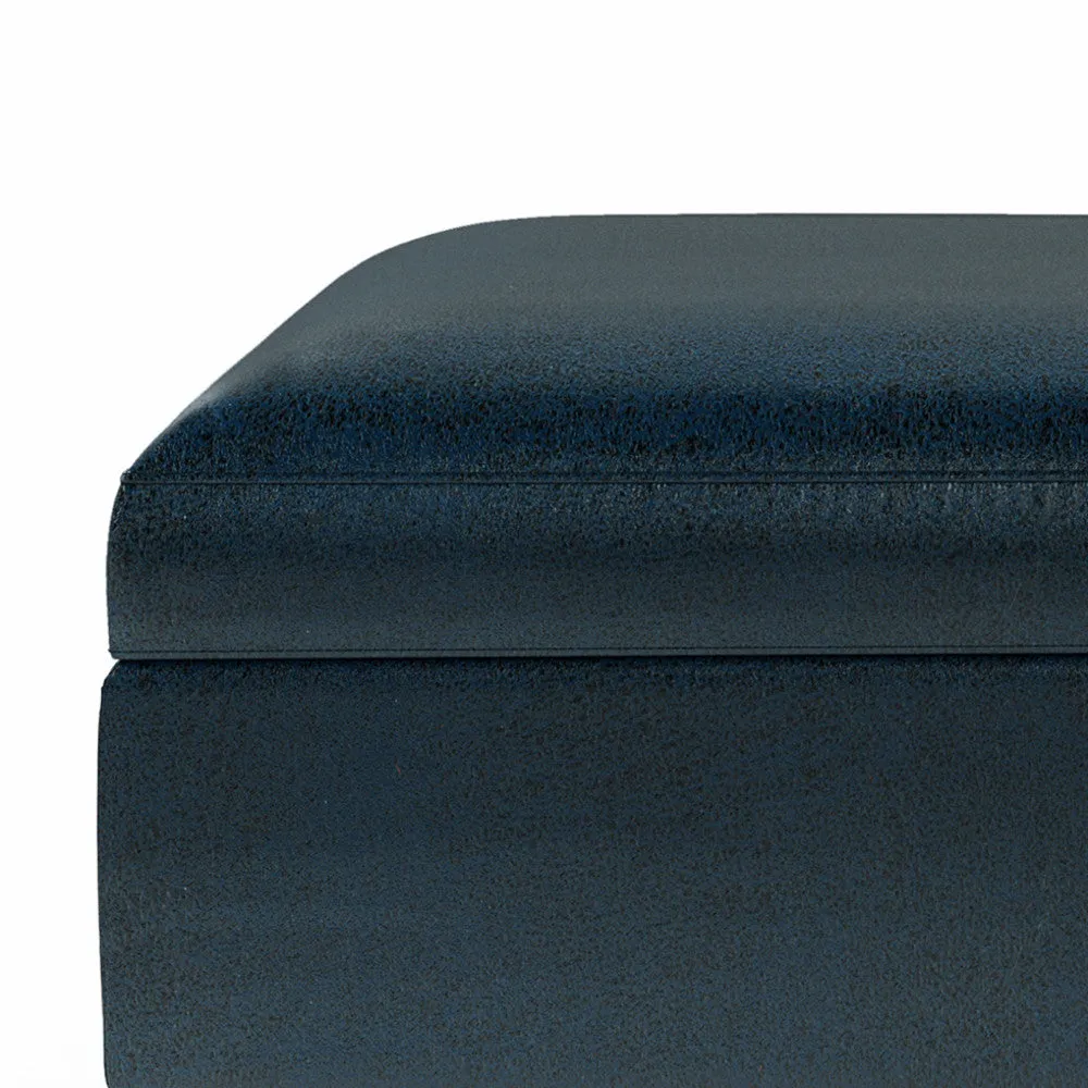 Owen Small Rectangular Storage Ottoman in Distressed Vegan Leather