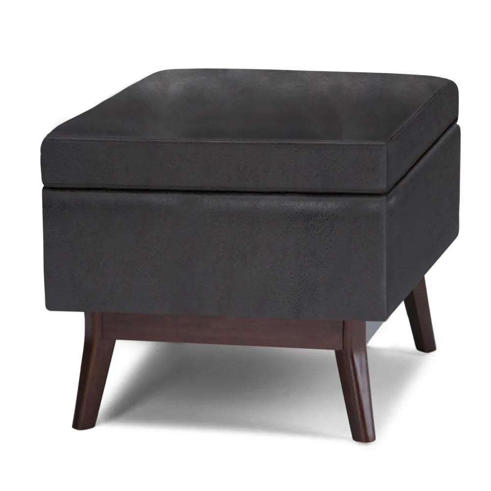 Owen Small Rectangular Storage Ottoman in Distressed Vegan Leather