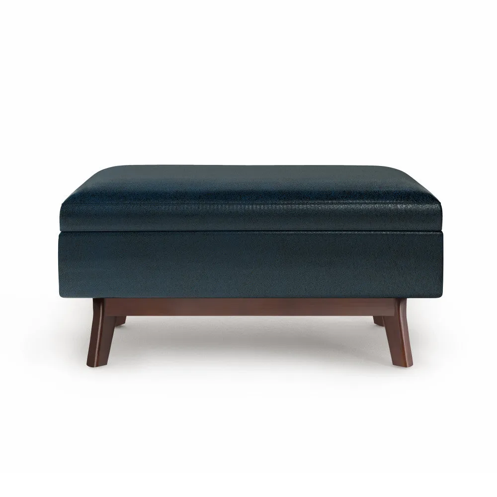 Owen Small Rectangular Storage Ottoman in Distressed Vegan Leather