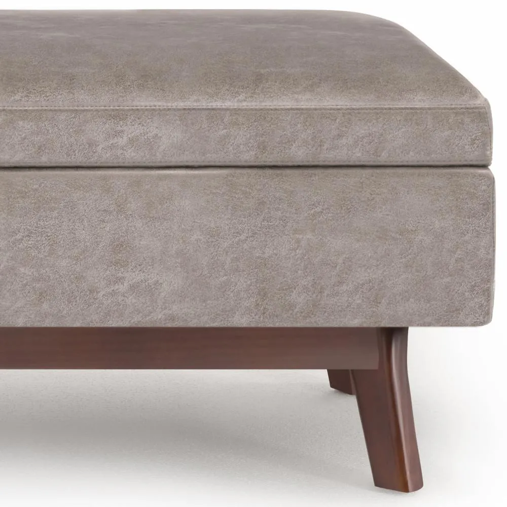 Owen Small Rectangular Storage Ottoman in Distressed Vegan Leather