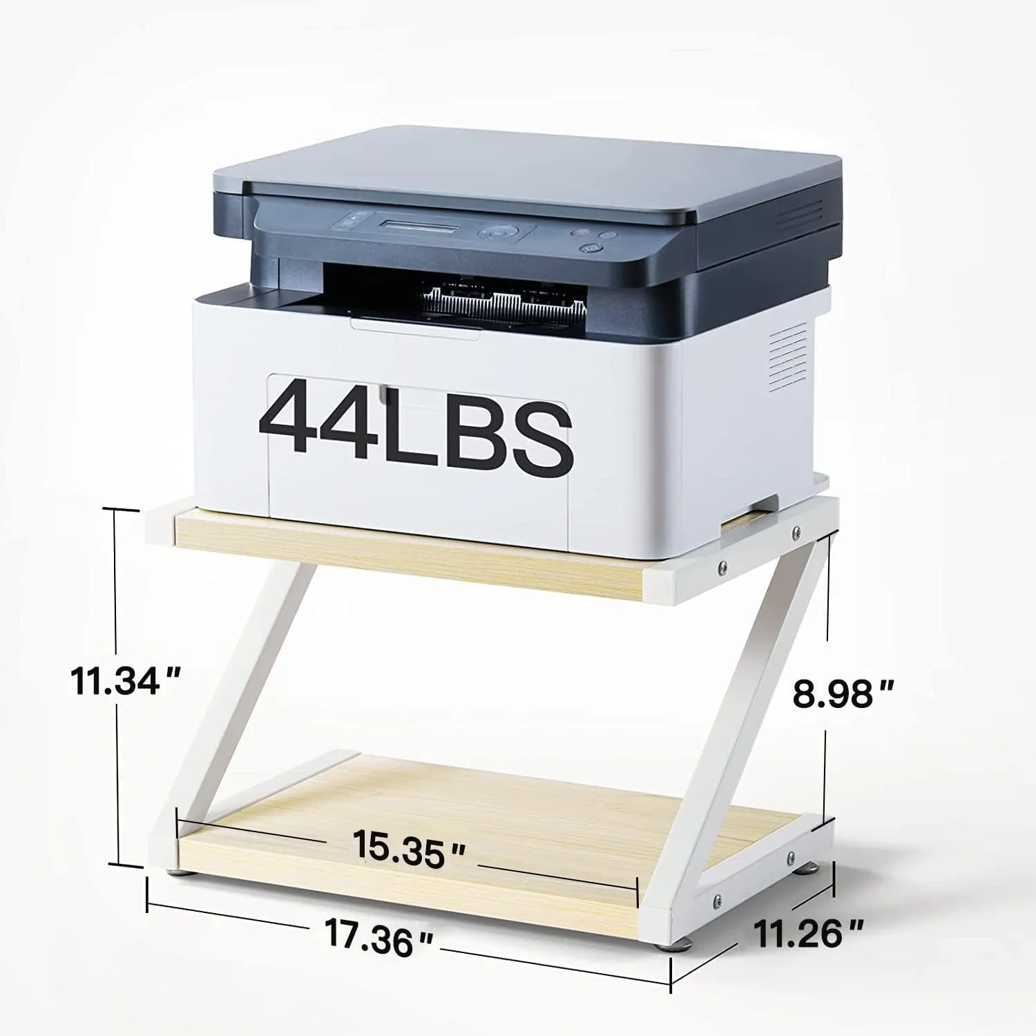 Printer Stand with 2-Tier Wood Storage Shelves – Multi-Purpose Desktop Organizer