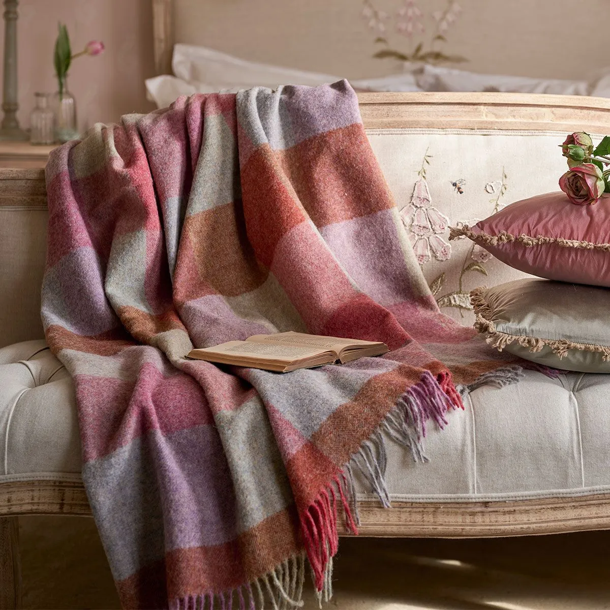 Rose Violet Harlequin Shetland Wool Throw