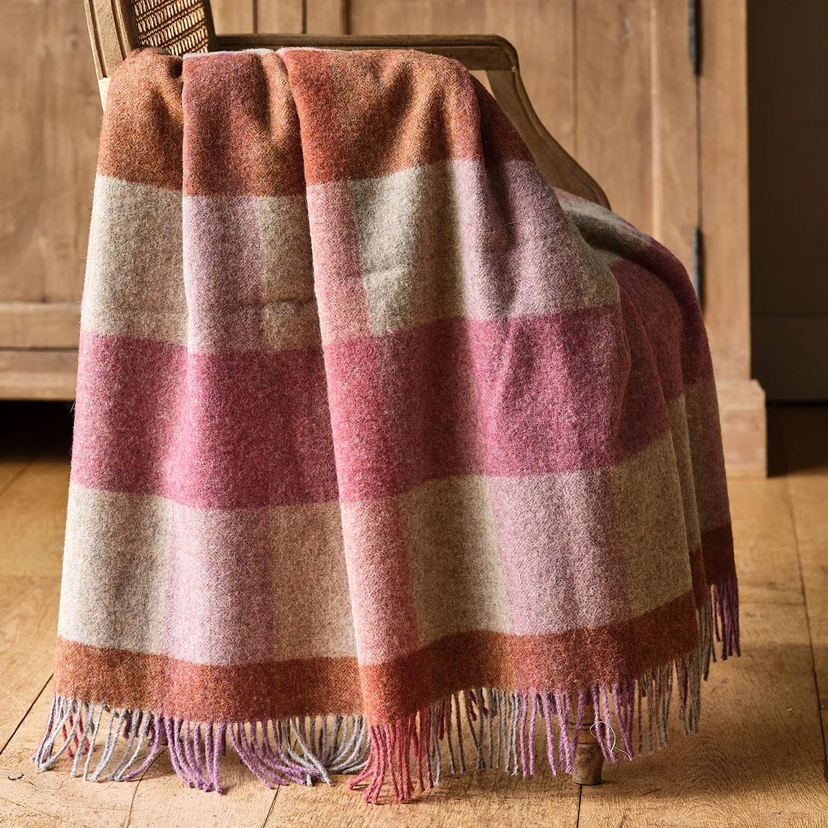 Rose Violet Harlequin Shetland Wool Throw