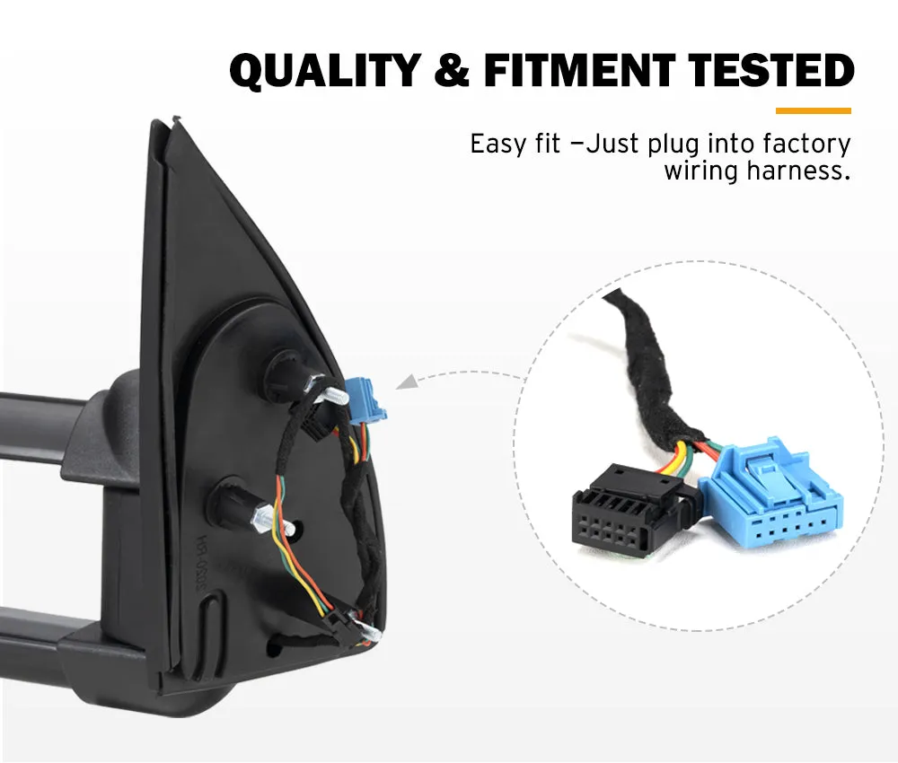 San Hima Pair Extendable Towing Mirrors For Volkswagen Amarok 2009-2023