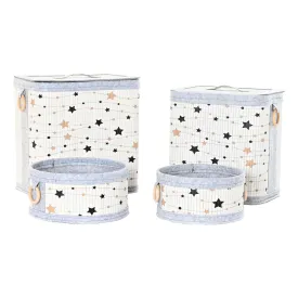 Set of Baskets DKD Home Decor White Black Grey Golden Bamboo Stars 41 x 31 x 42 cm (4 Pieces) (2 Units)