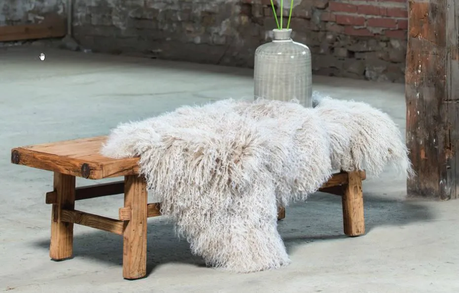 Stunning Tibetan Sheepskin Rug or Throw - Arctic Sunrise