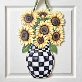 Sunflower Check Vase Door Hanger