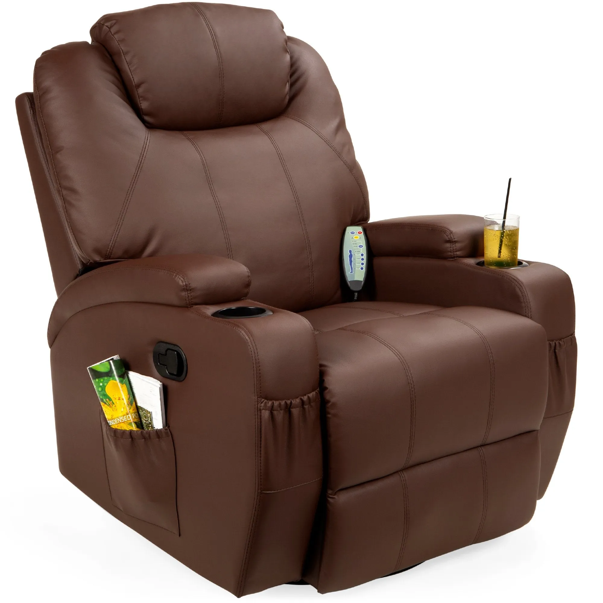 Swivel Massage Recliner Chair w/ Remote Control, 5 Modes