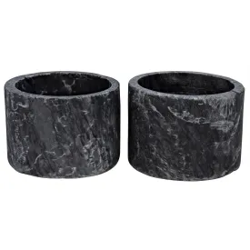 Syma Decorative Marble Black Candle Holder (Set of 2)