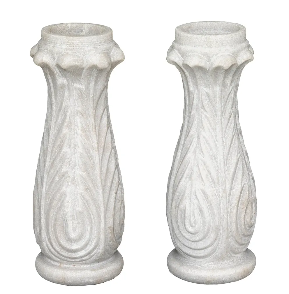 White Marble Lotus Flower Candleholder