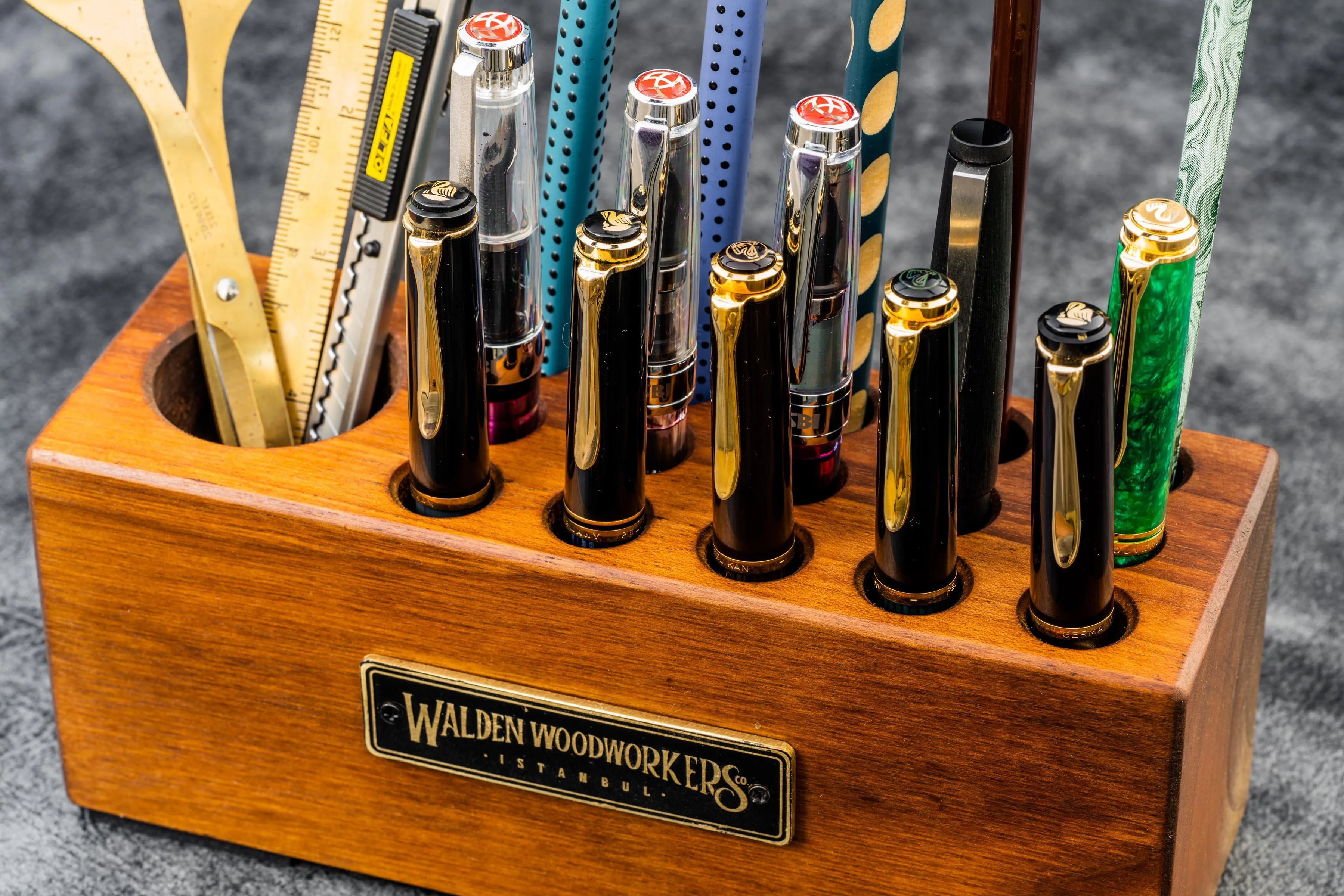 Wood Desk Organizer - Pen Holder - Walnut