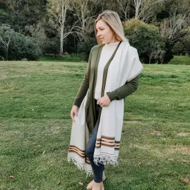 Woollen Kashmiri Throw - Natural