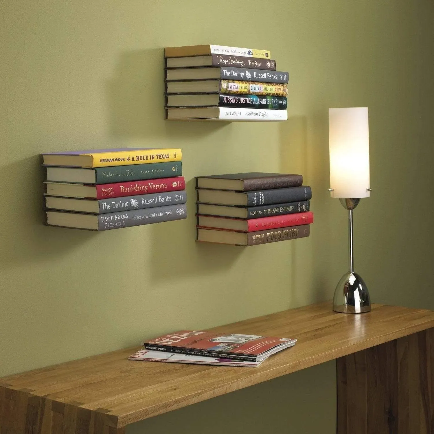 Zeta Metal Wall Bookshelves Showcase, Black, Set of 6